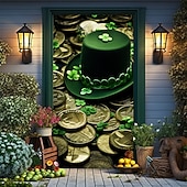 preiswerte Urlaubsteppiche-St. Patrick's Day Türabdeckungen, Türteppich, Türvorhang, Dekoration, Hintergrund, Türbanner für Haustür, Bauernhaus, Urlaub, Party, Dekorationszubehör
