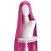 abordables Perruques d&amp;#39;anime-perruque synthétique droite partie médiane perruque faite à la machine longue a1 a2 a3 a4 a5 cheveux synthétiques femmes cosplay doux fête rose rouge noir perruques de carnaval