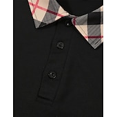 cheap Men's Classic Polo-Men's Polo Shirts Button Up Polos Casual Holiday Lapel Short Sleeve Fashion Basic Plaid Color Block Patchwork Summer Regular Fit White Polo Shirts