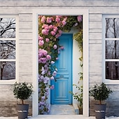 billige Dørdeksler-valentinsdag våren blomsterdørdeksler veggmaleri dekor dør billedvev dør gardin dekorasjon bakteppe dør banner avtakbar for inngangsdør innendørs utendørs hjemme rom dekorasjon gårdshus dekor