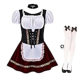 preiswerte Dirndl-Oktoberfest Dirndl Trachtenkleider Strumpf Oktoberfest / Bier Bayerisch Bayerisch Wiesn Traditioneller Stil Wiesn Damen Stoff im traditionellen Stil Hemd Schürze Socken