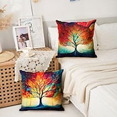 cheap Floral &amp; Plants Style-1PC Colorful Tree Double Side Pillow Cover Soft Decorative Square Cushion Case Pillowcase for Bedroom Livingroom Sofa Couch Chair