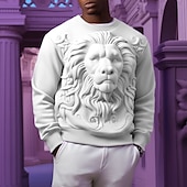 abordables Sudaderas 3D para hombre-Hombre Graphic Animal León Sudaderas Sudadera con capucha Manga Larga Camisa de entrenamiento Cuello Barco Moda Diario Casual Impresión 3D Vacaciones Festivos Noche Estampado Primavera &amp; Otoño