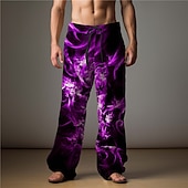 abordables Pantalons décontractés imprimés pour hommes-Flamme Abstrait Homme Impression 3D Pantalon Extérieur Usage quotidien Vêtement de rue Polyester Bleu Clair Jaune Rouge S M L Taille médiale Élasticité Pantalon
