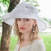 baratos Chapéus de Festa-Chapéus de seda gelo bowler/cloche chapéu de sol casual chá festa elegante simples romântico com emenda headpiece headwear