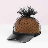 economico Cappelli per feste-cappelli cappello da sole in fibra cappello da velo casual vacanza semplice retrò con copricapo in tulle a pois