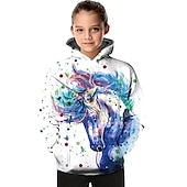 economico Animali 3D della Ragazza-Da ragazza 3D Cavallo Felpa con cappuccio Manica lunga Stampa 3D Autunno Inverno Attivo Bambino 3-12 anni Esterno Giornaliero