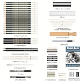 baratos materiais de pintura, desenho e arte-Kalour kit de lápis de desenho com 54 pacotes com caderno de desenhoinclui lápis de carvão de grafite e ferramentas para artistas suprimentos de desenho de arte profissional para adultos estudantes