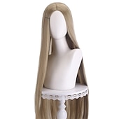 abordables Perruques d&amp;#39;anime-perruque synthétique droite partie médiane perruque faite à la machine longue a1 a2 a3 a4 a5 cheveux synthétiques femmes cosplay doux fête rose rouge noir perruques de carnaval