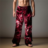 abordables Pantalons décontractés imprimés pour hommes-Flamme Abstrait Homme Impression 3D Pantalon Extérieur Usage quotidien Vêtement de rue Polyester Bleu Clair Jaune Rouge S M L Taille médiale Élasticité Pantalon