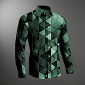 preiswerte Geometrische Muster-Herren Knopfhemd Langarm Abstrakt Urlaub Casual Wochenende Herbst Winter Umlegekragen Schwarz Blau Purpur Braun Grün