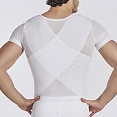 billiga aktiva t-shirts och tankar för män-Herr T-shirt Kompressionströja Kroppsformare Kompressionstoppar Rund hals Kortärmad Sport &amp; Utomhus Semester Utekväll Ledigt / vardag Snabbtorkande Andningsfunktion Mjukt Slät Svart Vit Sportkläder