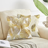 economico stile floreale e vegetale-1 federa per cuscino in velluto, motivo floreale&amp;amp;Piante Classiche Pastorali Quadrate Tradizionali Classiche Cuscini Da Esterno Per Divano Divano Letto Poltroncine Dorate