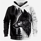 abordables Animaux 3D pour Garçon-Garçon 3D Loup Sweat à capuche Pullover manche longue 3D effet Printemps Automne Mode Vêtement de rue Frais Enfants 3-12 ans Capuche Extérieur Casual du quotidien Standard