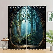 billiga Gardiner och draperier-2 paneler landskap skog gardin draperier mörkläggningsgardin för vardagsrum sovrum kök fönster behandlingar värmeisolerat rum mörkläggning