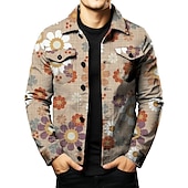 abordables chaqueta de camisa de los hombres-Hombre Plaid Bloque de color Colorido Camisa Chaqueta tipo camisa Manga Larga Vintage Abstracto Exterior Calle Casual Diario Otoño invierno Cuello Vuelto Botones Bolsillo Estampado Rojo Naranja Color