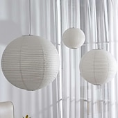 abordables Diseño de Linterna-Lámpara colgante de linterna de papel de arroz redonda blanca, lámparas de papel, luces de papel, fácil de montar, accesorios 11,02 &quot;15,75&quot; lámpara colgante de techo 30cm
