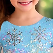 olcso 3D Shining Vision ruha-Girls &#039; 3D Hópehely Ruha Rózsaszín Hosszú ujj 3D nyomtatás Tavasz Ősz Vakáció Sport &amp; Szabadtéri Napi aranyos stílus Alkalmi gyönyörű Gyerekek 3-12 év hétköznapi ruha A vonalú ruha Térd feletti Normál