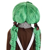 cheap Carnival Wigs-Chocolate Factory Worker Green Wig for Girls Carnival Wigs Halloween Wigs St.Patrick&#039;s Day Wigs