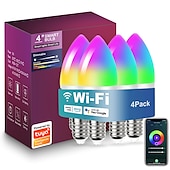 abordables Luces inteligentes-Lámpara de vela inteligente tuya wifi e14, bombilla led con control remoto por aplicación inteligente, 1/4/6 Uds. 85-265v