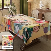 baratos Presentes Personalizados-Toalha de Mesa Personalizada Cobertura Retangular de Mesa Para Decoração Interna Externa Tamanho Total Anti Sujeira e À Prova de Óleo
