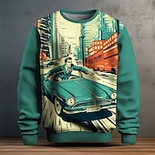 billiga 3D-tröjor för män-Herr Grafisk Bilar Tröjor Pullover-tröja Långärmad Tröja Rund hals Mode Dagligen Ledigt 3D-tryck Semester Helgdag Utekväll Mönster Vår &amp; Höst