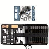 baratos materiais de pintura, desenho e arte-Kalour kit de lápis de desenho com 54 pacotes com caderno de desenhoinclui lápis de carvão de grafite e ferramentas para artistas suprimentos de desenho de arte profissional para adultos estudantes