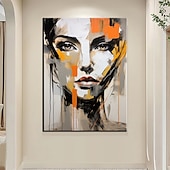 voordelige Schilderijen van mensen-100% grote handgeschilderde muurkunst figuur abstract getextureerd schilderij vrouw schilderij oranje textuur schilderij vrouw abstract schilderij getextureerde muur kunst woondecoratie decor klaar om