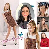 cheap Crochet Hair-Clip in Braids Hair Extensions REECHO 6 PCS Clip in Hair Extensions Baby Braids Braids for Summer and Party 22 Long Natural Soft Synthetic Hairpieces
