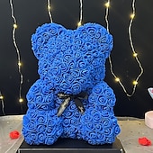 cheap Wedding Decorations-Rose Bear Artificial Foam Flowers with LED Light &amp; Plastic Gift Box- Perfect Romantic Gift for Mother&#039;s Day, Anniversary, Wedding, Birthday, Thanksgiving, and Christmas 25cm/10inch