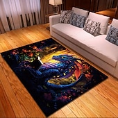 preiswerte Blacklight Teppiche-Schwarzlicht-Teppich, UV-reaktiver, im Dunkeln leuchtender Teppich, Küchenmatte, rutschfeste, ölbeständige Trippy Dragon-Bodenmatte, Wohnzimmerteppich, Innen- und Außenmatte, Schlafzimmerdekoration,