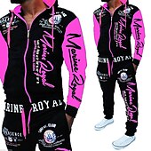 economico tuta e felpa con cappuccio da uomo-Per uomo Tuta Da Ginnastica Con cappuccio Sportivo Giornaliero Per eventi Morbido Color Block Alfabetico Giallo Rosa Rosso Abbigliamento sportivo Streetwear Sport Primavera &amp; Autunno