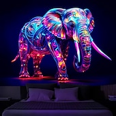 billiga Blacklight tapestries-blacklight gobeläng uv reaktiv glöd i mörkret glöd party neon elefant djur psykedeliskt trippy dimmigt hängande gobeläng väggkonst väggmålning för vardagsrum sovrum
