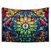 cheap Mandala Tapestry-Stained Glass Mandala Wall Hanging Tapestry Wall Art Large Tapestry Mural Decor Photograph Backdrop Blanket Curtain Home Bedroom Living Room Decoration