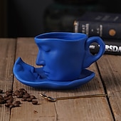cheap Mugs &amp; Cups-Unique Face Shaped Water Cup With Saucer, Creative Coffee Cup Set, Microwave And Dishwasher Safe