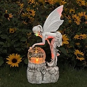 cheap Landscape Lights-Flower Fairy Statue Illuminates Girl Decoration Outdoor Garden Courtyard Angel Fairy Solar Light