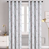 baratos Cortinas &amp; Cortinados-Cortina blackout com estampa de folhas, 1 painel com isolamento térmico e escurecimento para quarto e sala de estar