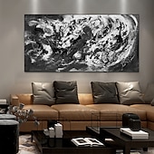 economico Quadri astratti-dipinti ad olio fatti a mano su tela decorazione della parete arte minimalismo in bianco e nero astratto disegno con coltello a olio spesso per la decorazione domestica pittura senza cornice