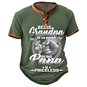 abordables Palabras divertidas-camisas de padre gráfico mano moda retro vintage hombres impresión 3d camiseta henley camisa papa camiseta deportes al aire libre vacaciones salir camiseta azul ejército verde oscuro manga corta
