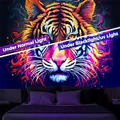 billige Blacklight -billedvev-blacklight billedvev uv reaktiv glød i mørket glød party neon tiger dyr psykedelisk trippy tåkete hengende billedvev veggkunst veggmaleri for stue soverom