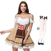 preiswerte Dirndl-Oktoberfest Dirndl Trachtenkleider Strumpf Oktoberfest / Bier Bayerisch Bayerisch Wiesn Traditioneller Stil Wiesn Damen Stoff im traditionellen Stil Hemd Schürze Socken