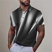 abordables Polo géométrique pour homme-Homme Graphique Polo Chemise de golf Manche Courte Polos Chemises à Col Occasionnel Vêtements de vacances Vêtements de rave Tenues de fête Boutons Impression 3D Printemps &amp; Été Jaune Rouge Bleu