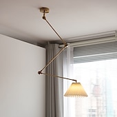 baratos Luzes da ilha-Luminária pendente industrial, luz suspensa com braço oscilante, luz pendente de teto ajustável para sala de jantar e sala de estar em ouro
