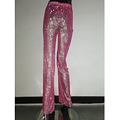 cheap Bottoms-Metallic Sparkle Pants Sheer Mesh Rhinestone Cover Up Disco Solid Color Women&#039;s Party Club Pride Parade Adults&#039; Pants