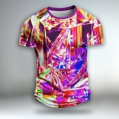 お買い得  3D Tシャツ-男性用 グラフィック 3D印刷 幾何学的な 視覚詐欺 半袖 Tシャツ 3Dプリント クルーネック シャツ 日常 デザイナー アーティスティック パーティー カジュアル 祝日 ライトグリーン バーガンディー ライトパープル 春夏 衣類 標準 S M L XL XXL XXXL