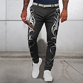 levne Štíhlý-Plamen Obchodní Abstraktní Pánské 3D tisk Oblekové Kalhoty Venkovní Denní nošení Streetwear Polyester Žlutá Červená Modrá S M L Středně vysoký pas Pružnost Kalhoty