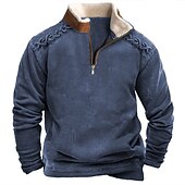 abordables Sudaderas Básicas_-Hombre Sudadera Sudadera con cremallera Lana Polar Táctico Negro Verde Ejército Azul Marino Gris Cuello Mao Plano Deporte Diario Festivos Ropa de calle Básico Casual Primavera &amp; Otoño Ropa Sudaderas