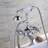 billige Badekraner-Badekarskran - Moderne Moderne galvanisert Romersk kar Keramisk Ventil Bath Shower Mixer Taps