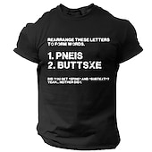 abordables T-shirt graphique pour hommes-Le T-shirt des hommes Réorganisez ces lettres pour former des mots T-shirt graphique à 100 % coton à manches courtes T-shirt graphique noir blanc vin confortable mode de vêtements