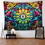 cheap Mandala Tapestry-Stained Glass Mandala Wall Hanging Tapestry Wall Art Large Tapestry Mural Decor Photograph Backdrop Blanket Curtain Home Bedroom Living Room Decoration